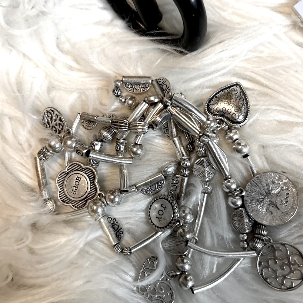 Multi strand with multi charms all around this bracelet.